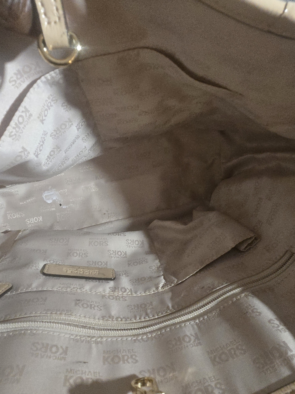 Michael Kors Beige Tote Bag - Neutral Leather Shoulder Bag